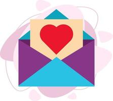 There is a postcard with a heart in the envelope. vector