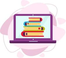 A stack of books in the laptop screen. vector