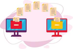 The concept of data transmission. Vector illustration in a flat style.