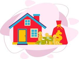 compra de bienes inmuebles. comprar una casa por dinero en efectivo. vector