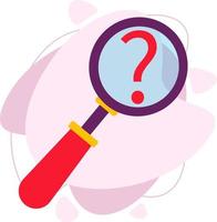 A magnifying glass and a question mark. Magnifier. vector