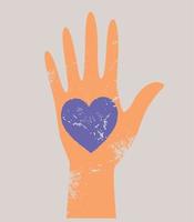 A raised hand with a heart. A symbol of love. vector