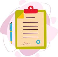 A sheet with a contract or business document. vector