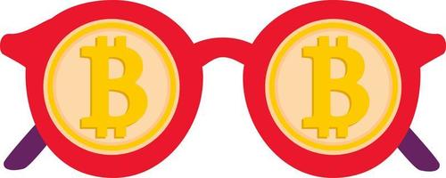 Fashionable glasses with a precious Bitcoin symbol. vector