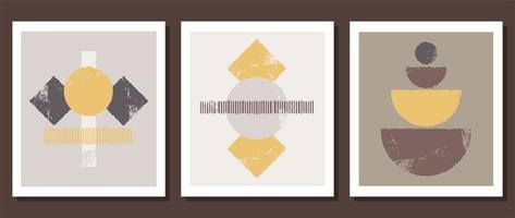 Collection of vector abstract wall art. Vector illustration in boho style.