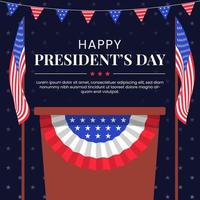 Presidents day background with podium and flag vector