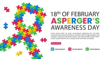 Asperger day background with a puzzle aid ribbon vector