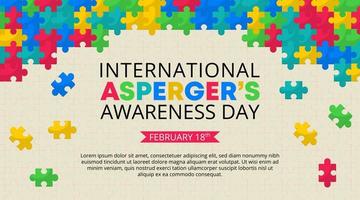 Asperger day background with arranged puzzles at a puzzle table vector