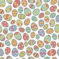 Easter seamless pattern with doodled eggs on white background. Good for prints, wrapping paper, scrapbooking, backgrounds, etc. EPS 10 vector
