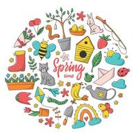 hand drawn spring doodles, clipart vector