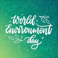 Environment poster, print, card with lettering quote on green background. vector