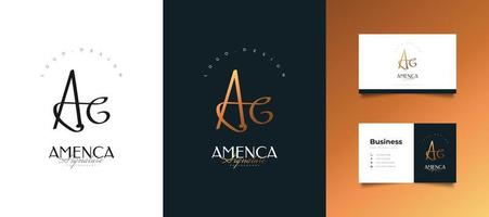 elegante diseño de logotipo inicial ac dorado con estilo de escritura a mano. logotipo o símbolo de la firma ac para bodas, moda, joyería, boutique, identidad botánica, floral y empresarial vector