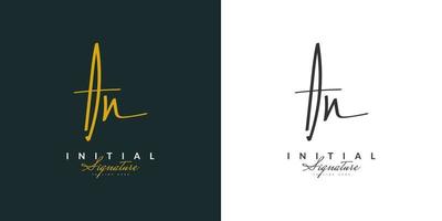 diseño inicial del logotipo a y n con estilo minimalista de escritura a mano. un logotipo o símbolo de firma para bodas, moda, joyería, boutique e identidad comercial vector