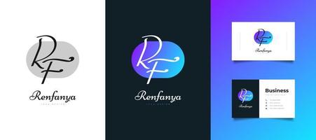 Initial R and F Logo Design in Colorful Handwriting Style. RF Signature Logo or Symbol for Wedding, Fashion, Jewelry, Boutique, Botanical, Floral and Business Identity vector