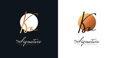 Elegant Initial K and A Logo Design in Handwriting Style. KA Signature Logo or Symbol for Wedding, Fashion, Jewelry, Boutique, Botanical, Floral and Business Identity vector