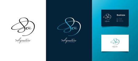 Elegant Initial S and A Logo Design in Blue Handwriting Style. SA Signature Logo or Symbol for Business Identity vector