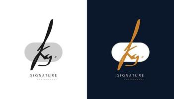 K and G Signature Initial Logo Design with Handwriting Style. KG Signature Logo or Symbol for Wedding, Fashion, Jewelry, Boutique, Botanical, Floral and Business Identity vector