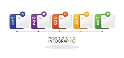 Infografía de degradado colorido con cinco pasos, ilustración vectorial vector