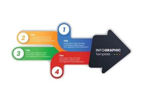 forma de flecha infográfica con cuatro opciones, cuatro elementos, ilustración de vector de plantilla colorida