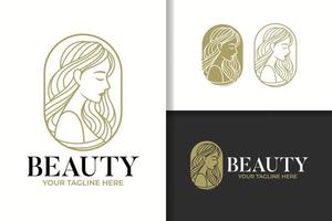 beauty vintage woman line art logo vector