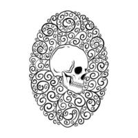 Doodle skull floral for valentines day card Premium Vector