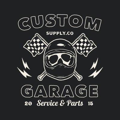 Handmade Vector Vintage Motorcycle Garage Logo Badge 5429861 Vector Art ...