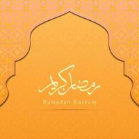 Ramadan kareem design with Arabic calligraphy, pattern background and special mosque door for greeting vector