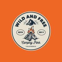 Hand Drawn Vintage Adventure Outdoor Camping Logo Badge vector