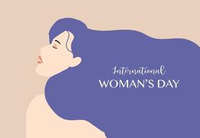 woman internation day background with face,hair and flower vector