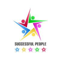 people logo element with check mark, successful people symbol, free vector