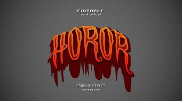 editable font effect horror text design with flowing blood illustration vector