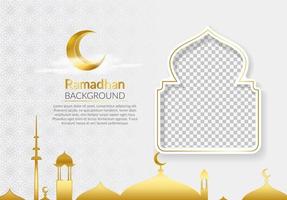 Ramadan kareem background with moon and mosque, islami window with copy space vector