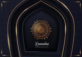 Ramadan background with mosque ornament and dark blue color vector