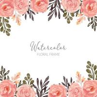 Watercolor rose floral arrangement square frame vector
