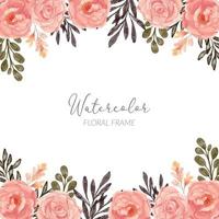 Watercolor rose floral arrangement square frame vector