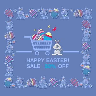 Happy Easter Sale Banner. Spring Holiday Offer.