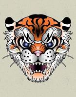tatuaje de cabeza de tigre japón vector