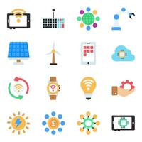 Pack of Future Technology Flat Icons vector