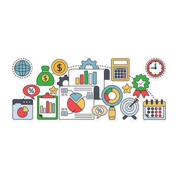 Data analytics illustration, modifiable vector