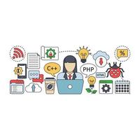 Programming illustration, editable vector