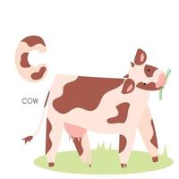 Animals alphabet. C for cow vector