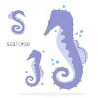 Animals alphabet. S for seahorse vector