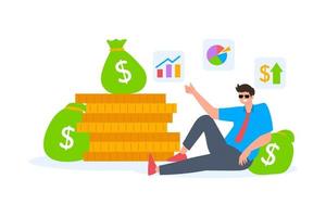 Businessman getting profit illustration vector