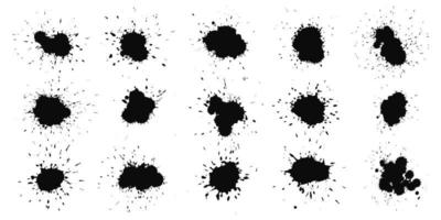 Abstract black ink splashes collection vector