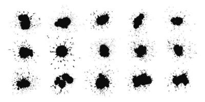 Abstract black ink splashes collection vector