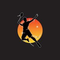 badminton player shiloutte high vector