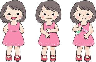 3 standing positions of a little girl vector