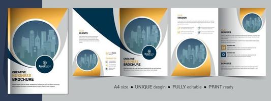 Diseño de plantilla de folleto plegable de negocios moderno corporativo creativo. vector
