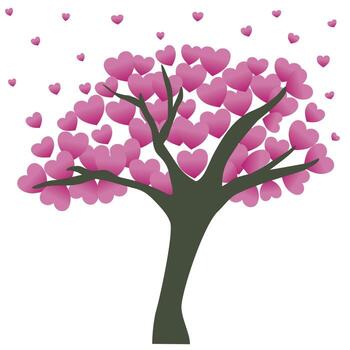 árbol con hoja en forma de corazón. vector