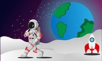 Illustration Graphic Of Astronout Walking On The Moon. vector